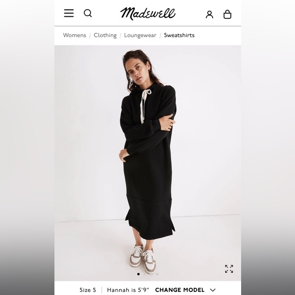 ‘Madewell’ Black Hoodie Dress - Picture 1 of 5